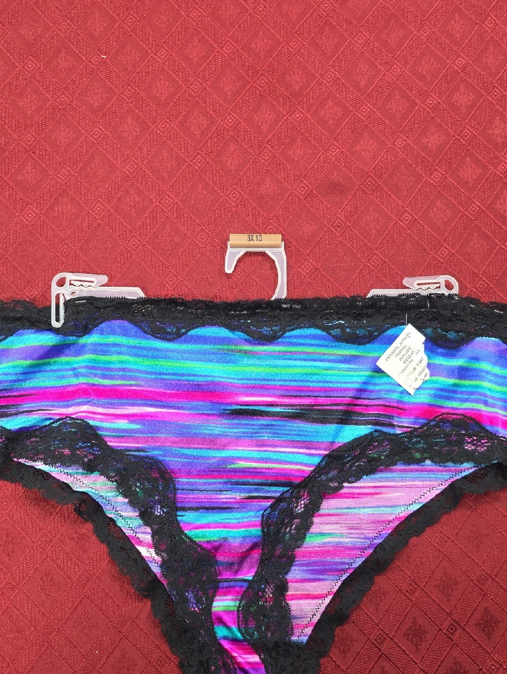 smart & sexy Multicolor Striped Lace-Trim Bikini Panties - Blue, Purple, Pink